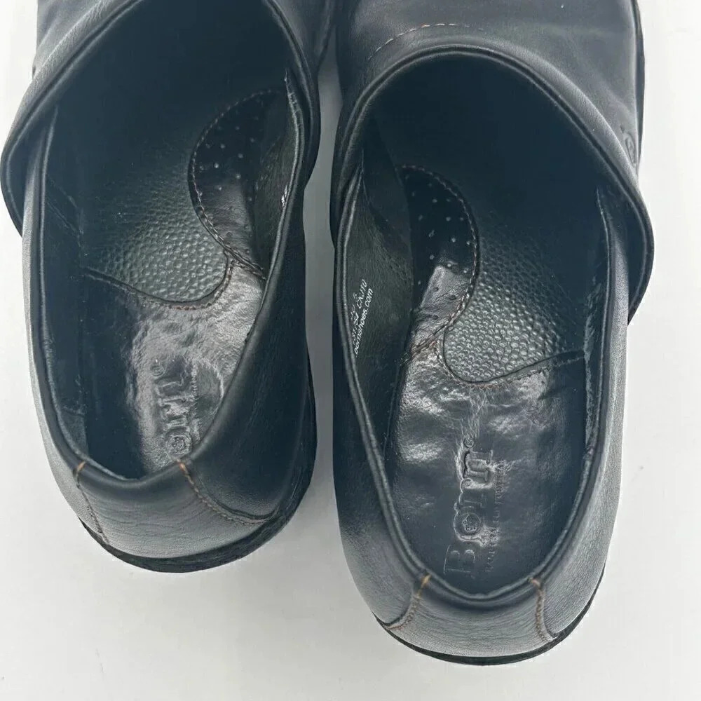 BORN B.O.C. BLACK LEATHER CLOGS, WOMEN'S SIZE 9 - Picture 6 of 13